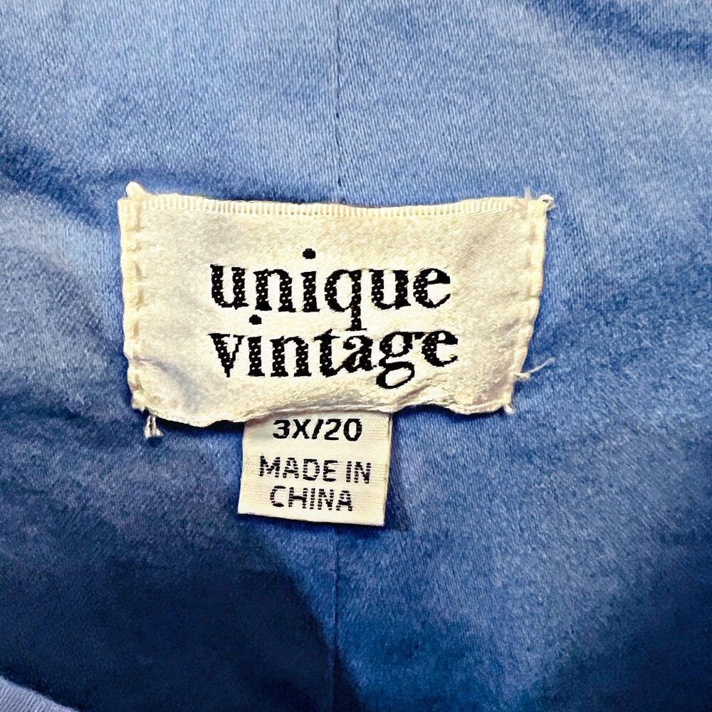 Unique Vintage Periwinkle Denim Mini Dress Embroidered Unicorn Overalls Size 3X - Picture 11 of 11